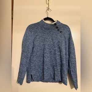 Appleseed’s Blue Marled Button Shoulder Sweater PM